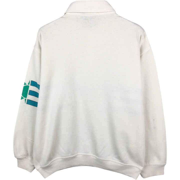 80'S GOTHA surf collared half-button printed sweatshirt, men's size M equivalent, vintage. polyester white type Vintage Second Hand