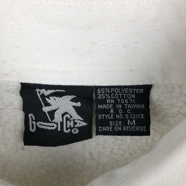 80'S GOTHA surf collared half-button printed sweatshirt, men's size M equivalent, vintage. polyester white type Vintage Second Hand
