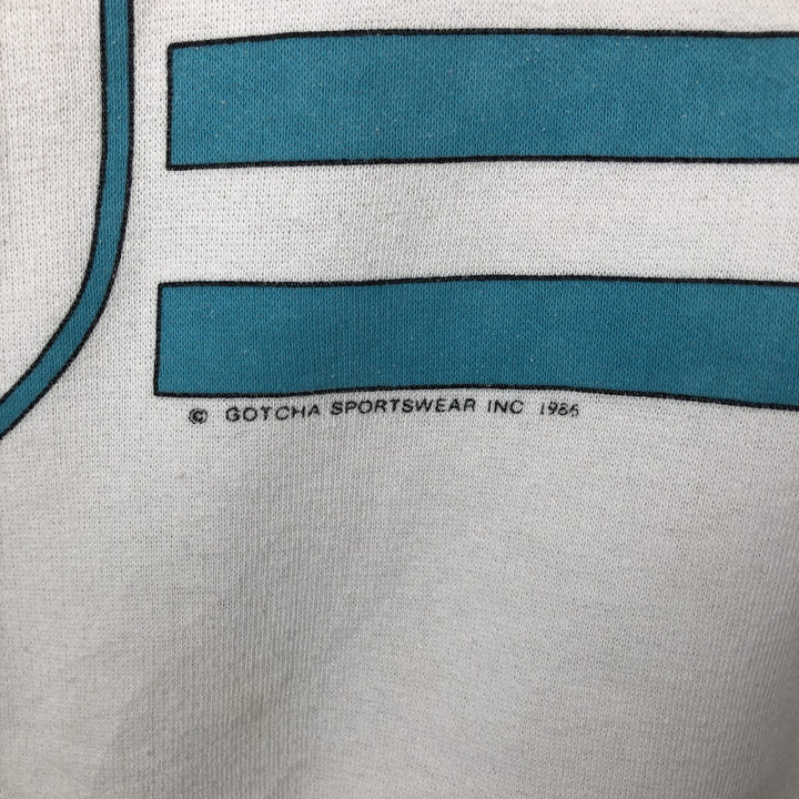 80'S GOTHA surf collared half-button printed sweatshirt, men's size M equivalent, vintage. polyester white type Vintage Second Hand