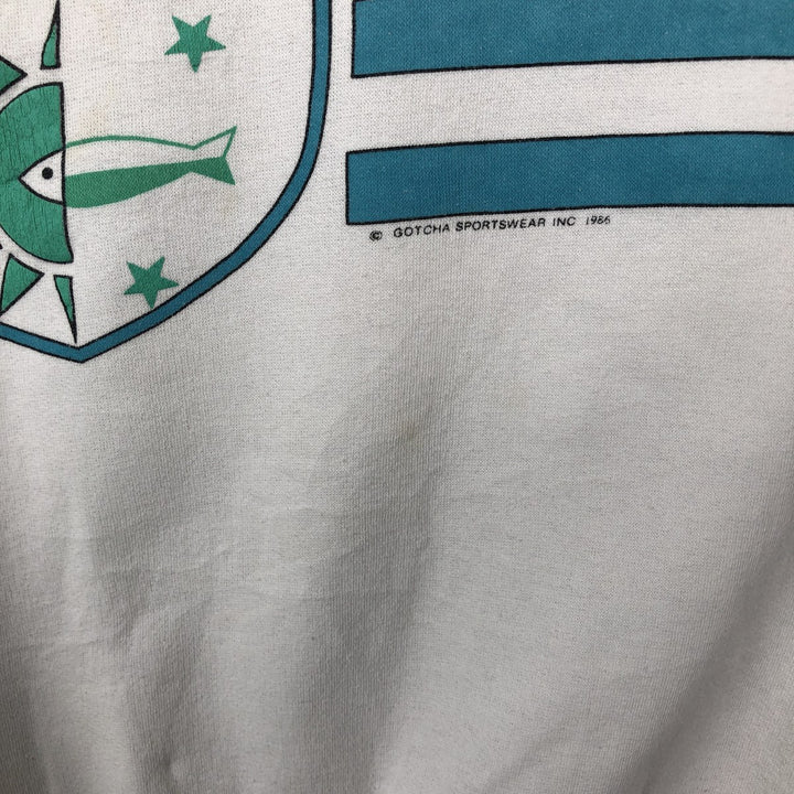 80'S GOTHA surf collared half-button printed sweatshirt, men's size M equivalent, vintage. polyester white type Vintage Second Hand