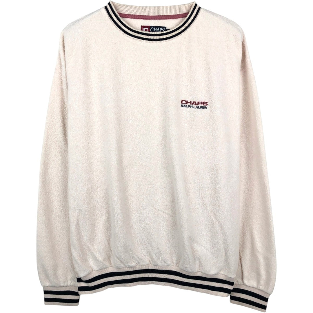 Ralph Lauren CHAPS Logo Sweatshirt (Men's Size M) cotton ivory Vintage Second Hand