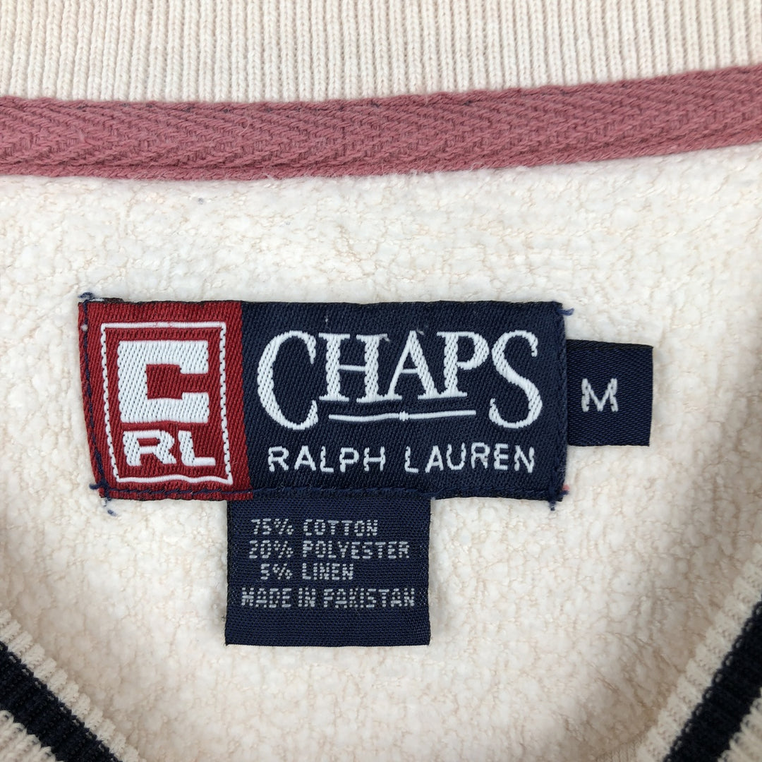 Ralph Lauren CHAPS Logo Sweatshirt (Men's Size M) cotton ivory Vintage Second Hand