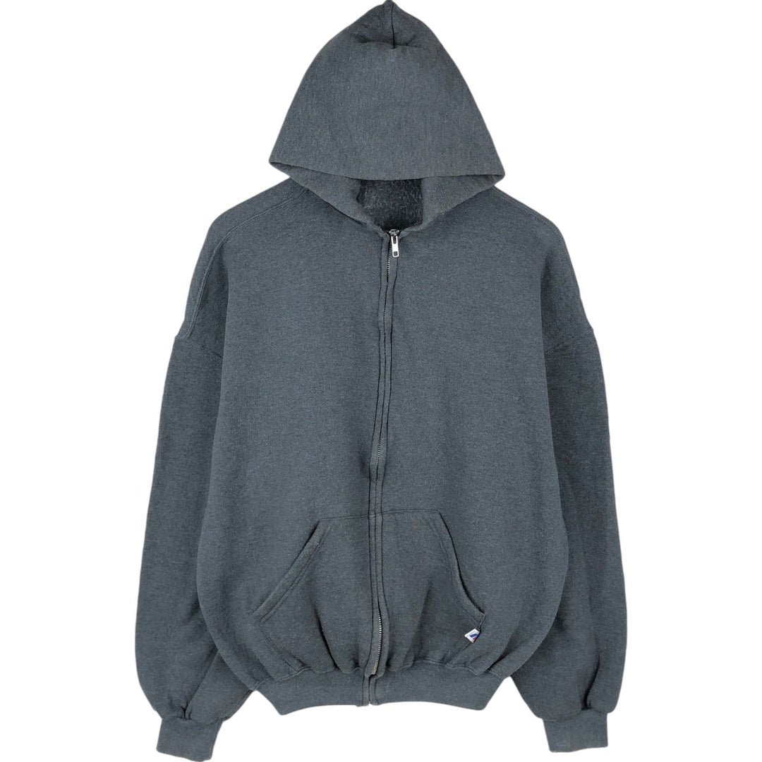 Russell Athletic Full-Zip Sweatshirt Hoodie, Men's Size XL (approx.) cotton navy blue type Vintage Second Hand