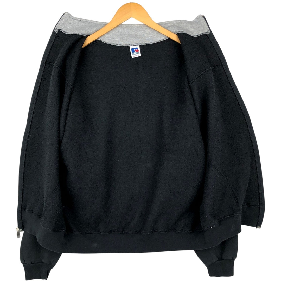90'S Russell Athletic Full-Zip Sweatshirt, Men's Size XL (Equivalent), Vintage cotton black type Vintage Second Hand