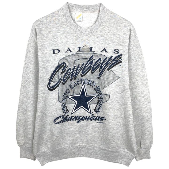90'S JERSEYS NFL DALLAS COWBOYS printed sweatshirt, made in USA, men's size XL equivalent. cotton gray type Vintage Second Hand