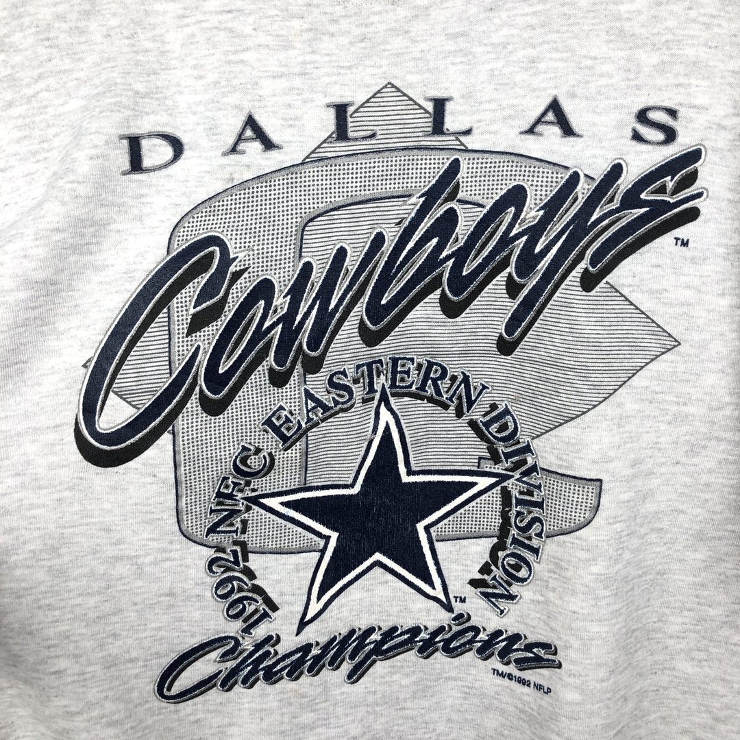 90'S JERSEYS NFL DALLAS COWBOYS printed sweatshirt, made in USA, men's size XL equivalent. cotton gray type Vintage Second Hand