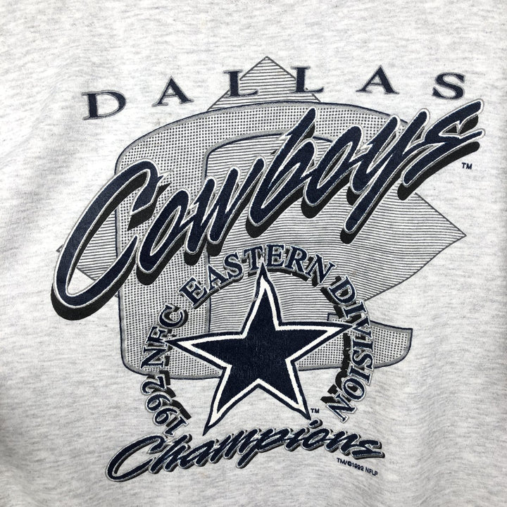 90'S JERSEYS NFL DALLAS COWBOYS printed sweatshirt, made in USA, men's size XL equivalent. cotton gray type Vintage Second Hand