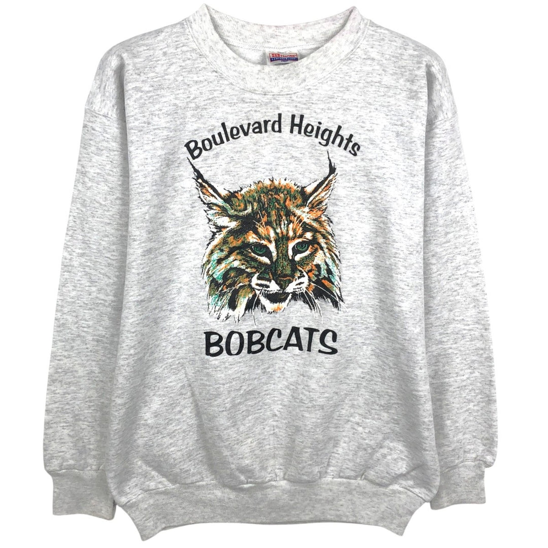 90s-00'S Hanes COMFORTBLEND Cat Pattern 3-Piece College Sweatshirt (Men's Size S) cotton gray type Vintage Second Hand