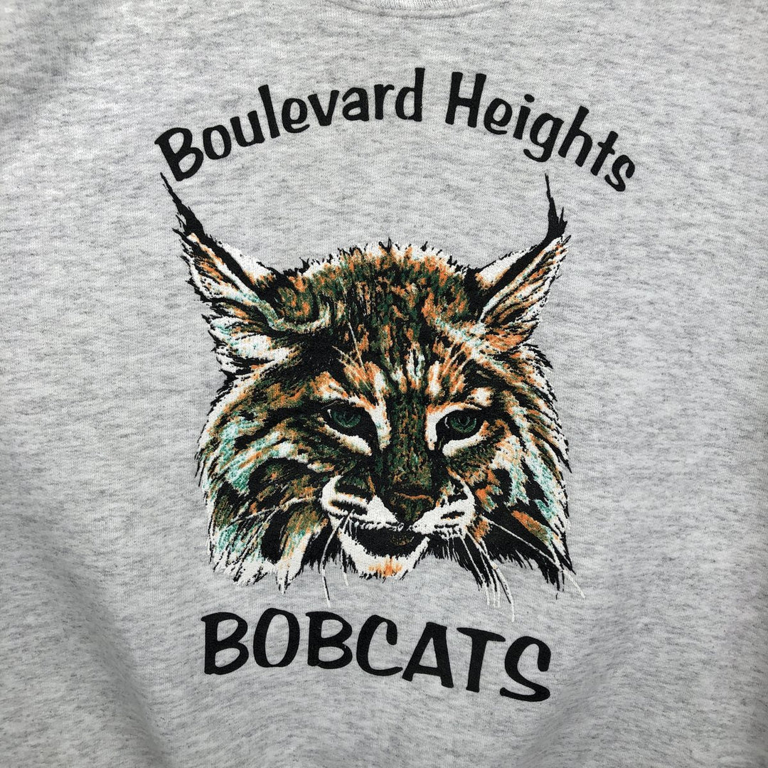 90s-00'S Hanes COMFORTBLEND Cat Pattern 3-Piece College Sweatshirt (Men's Size S) cotton gray type Vintage Second Hand