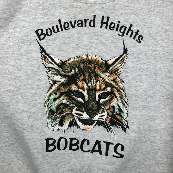 90s-00'S Hanes COMFORTBLEND Cat Pattern 3-Piece College Sweatshirt (Men's Size S) cotton gray type Vintage Second Hand