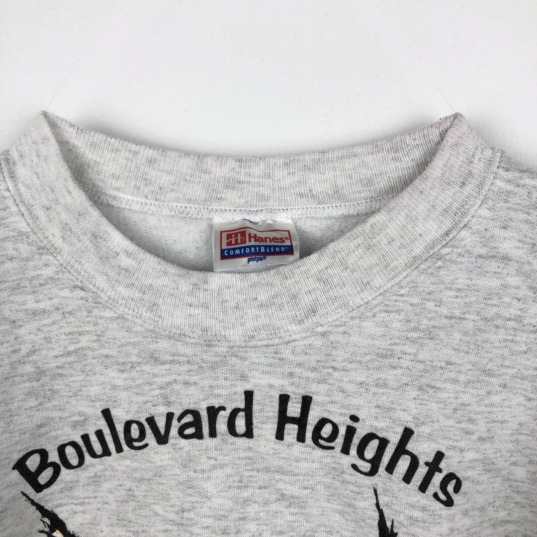 90s-00'S Hanes COMFORTBLEND Cat Pattern 3-Piece College Sweatshirt (Men's Size S) cotton gray type Vintage Second Hand