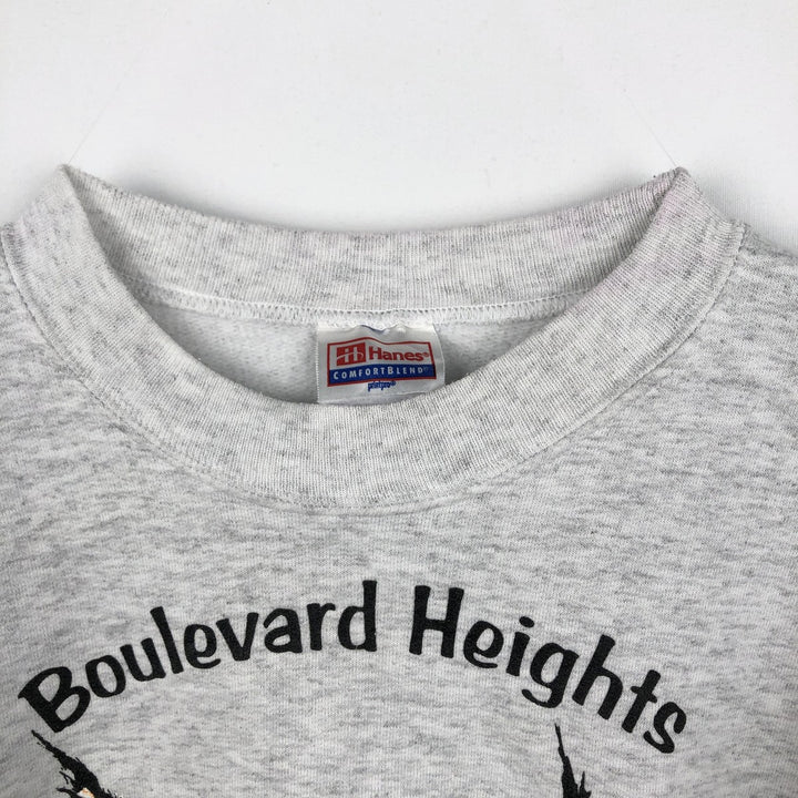 90s-00'S Hanes COMFORTBLEND Cat Pattern 3-Piece College Sweatshirt (Men's Size S) cotton gray type Vintage Second Hand