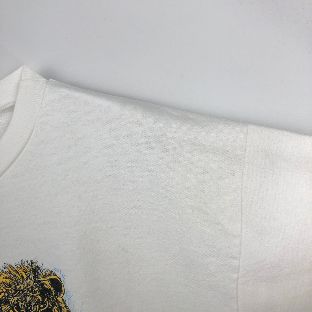70s-80'S STANFIELD'S Oaklawn Farm Zoo Lion Pattern Advertising Sweatshirt (Men's Size M) polyester white type Vintage Second Hand