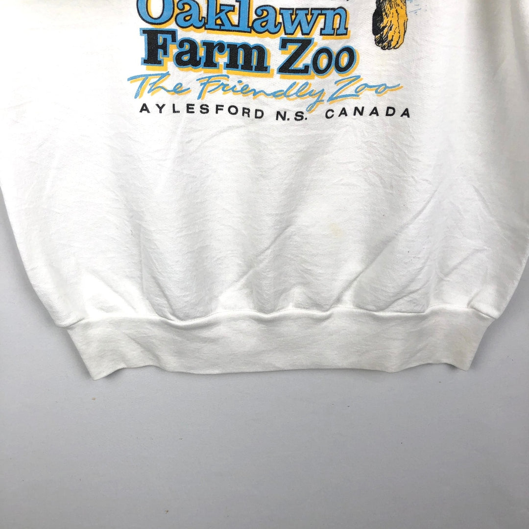 70s-80'S STANFIELD'S Oaklawn Farm Zoo Lion Pattern Advertising Sweatshirt (Men's Size M) polyester white type Vintage Second Hand