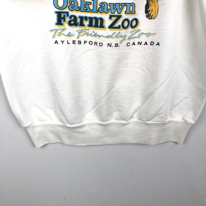 70s-80'S STANFIELD'S Oaklawn Farm Zoo Lion Pattern Advertising Sweatshirt (Men's Size M) polyester white type Vintage Second Hand