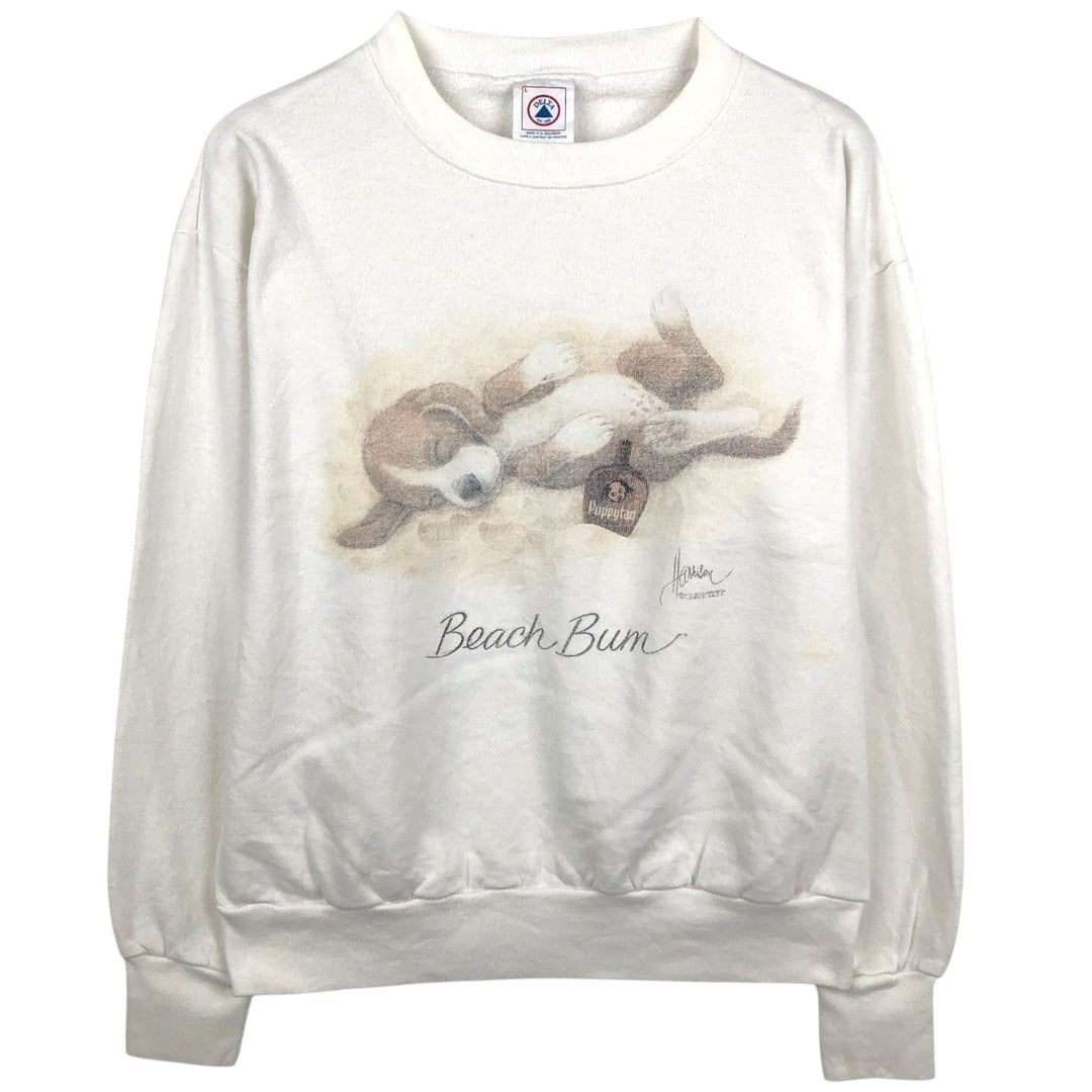 90'S Delta (DELTA) Dog Print Sweatshirt, Men's Size L (approx.), Vintage cotton white type Vintage Second Hand