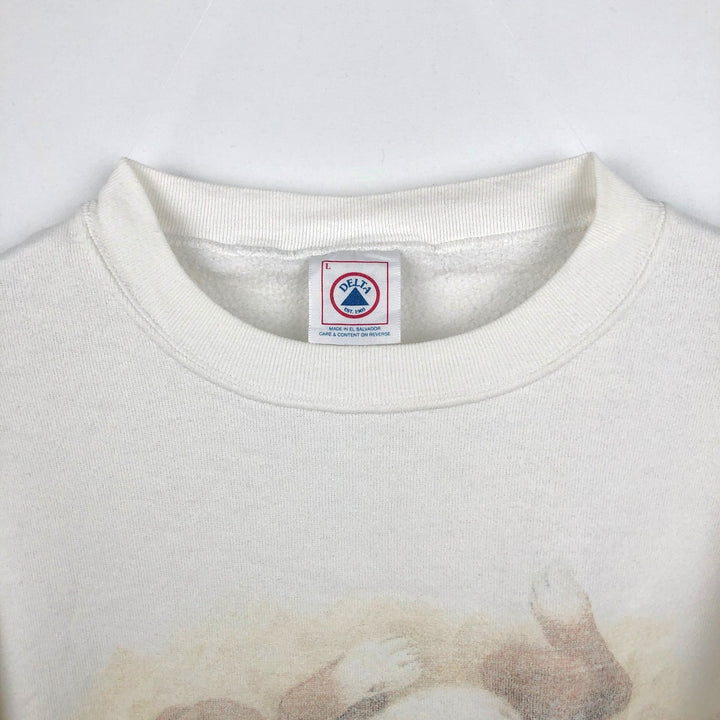90'S Delta (DELTA) Dog Print Sweatshirt, Men's Size L (approx.), Vintage cotton white type Vintage Second Hand
