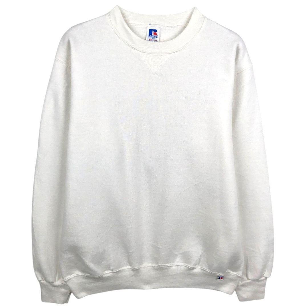 90'S Russell plain blank sweatshirt, sweatshirt, made in USA, men's size M, vintage polyester white type Vintage Second Hand