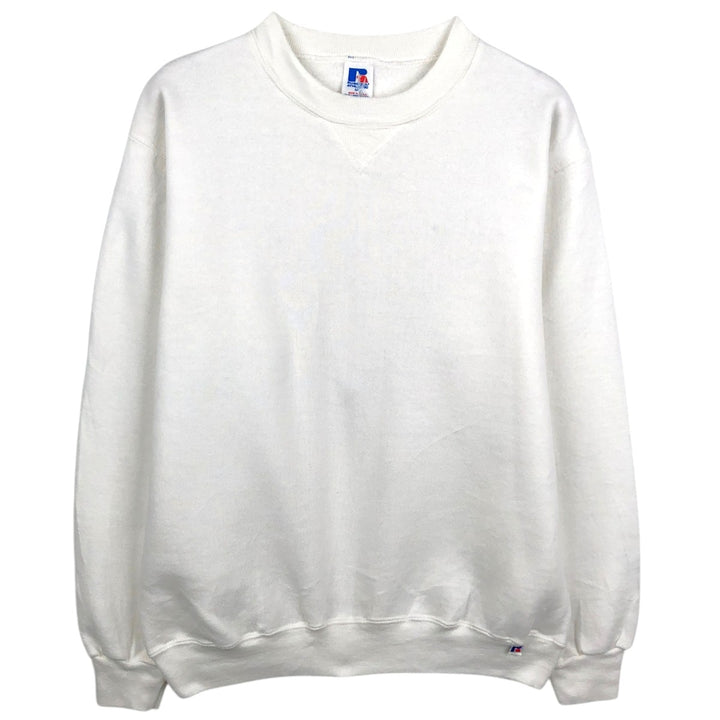 90'S Russell plain blank sweatshirt, sweatshirt, made in USA, men's size M, vintage polyester white type Vintage Second Hand