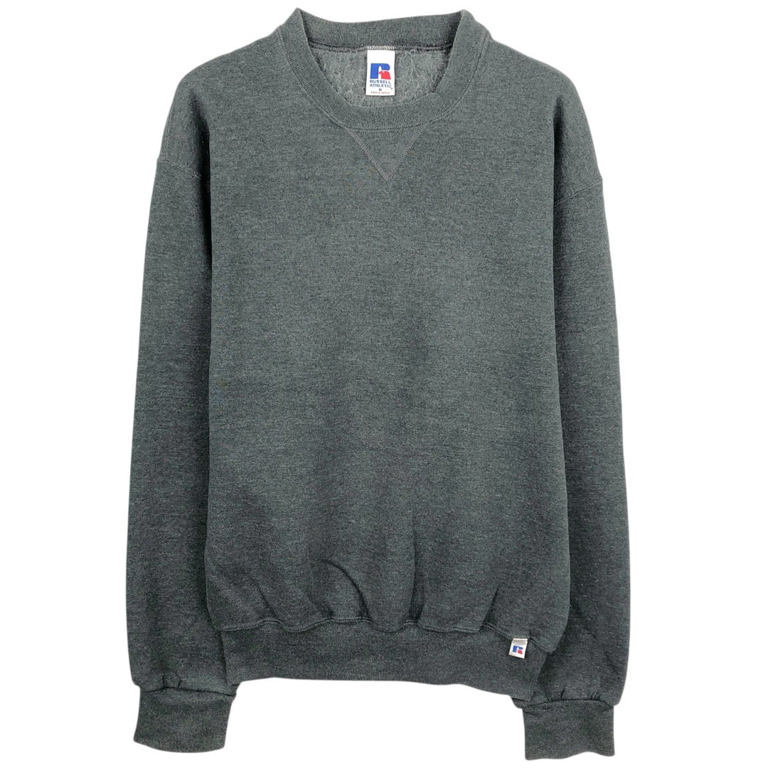 90'S Russell plain blank sweatshirt, men's M size, vintage cotton Charcoal Vintage Second Hand