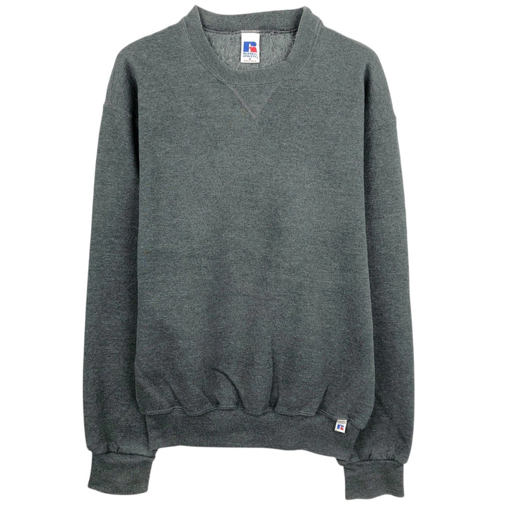 90'S Russell plain blank sweatshirt, men's M size, vintage cotton Charcoal Vintage Second Hand