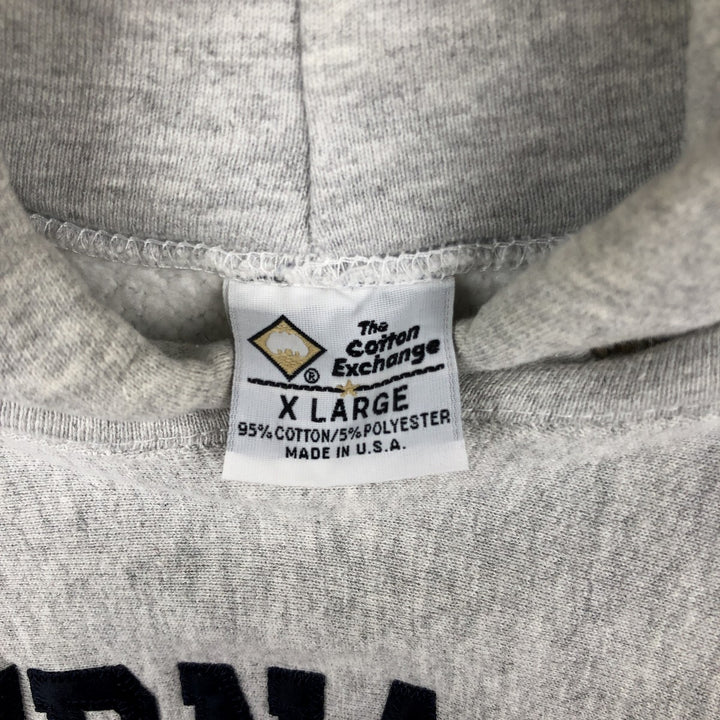 90'S The Cotton Exchange College Sweatshirt Pullover Hoodie, Made in USA, Men's XL equivalent, Vintage cotton gray type Vintage Second Hand