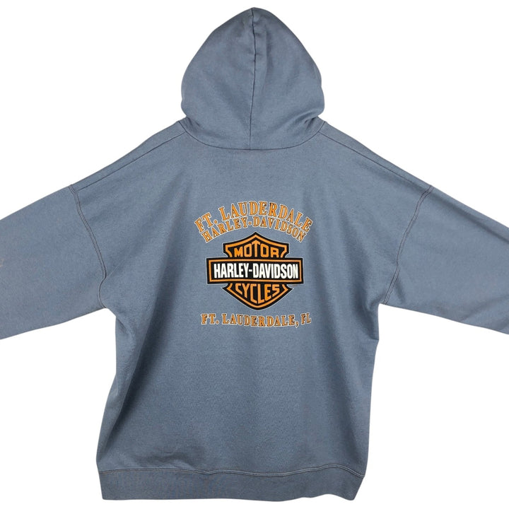 Harley-Davidson Advertising Sweatshirt Pullover Hoodie, Made in USA, Men's Size XXXL (equivalent), Double-Sided Print cotton Blue type light blue Vintage Second Hand
