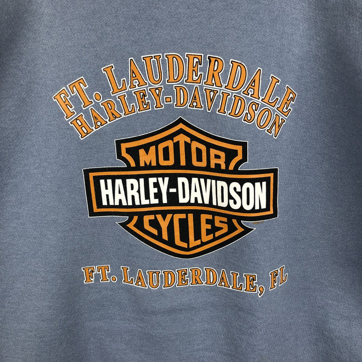 Harley-Davidson Advertising Sweatshirt Pullover Hoodie, Made in USA, Men's Size XXXL (equivalent), Double-Sided Print cotton Blue type light blue Vintage Second Hand