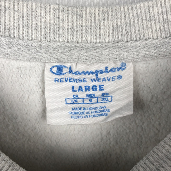 Champion REVERSE WEAVE Reverse Weave Printed Sweatshirt Trainer Men's L size cotton gray type Vintage Second Hand