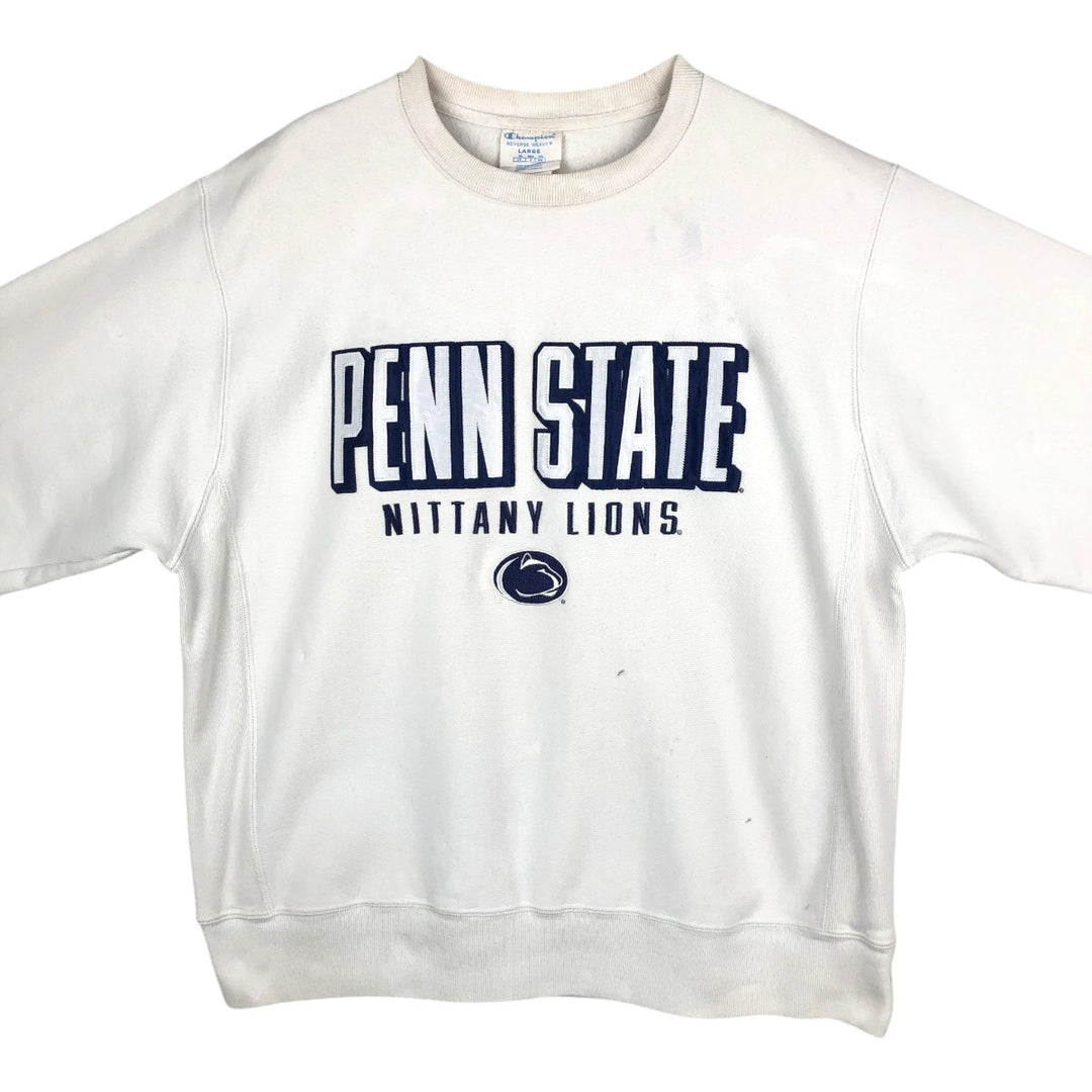 Champion Reverse Weave PENN STATE University College Sweatshirt, Men's Size Large cotton white type Vintage Second Hand