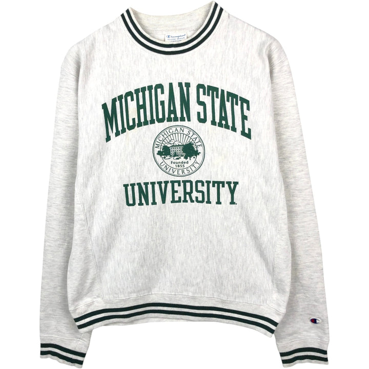 Champion Reverse Weave 3-Piece Print Michigan State University College Sweatshirt (Men's Size M) unclear gray type Vintage Second Hand