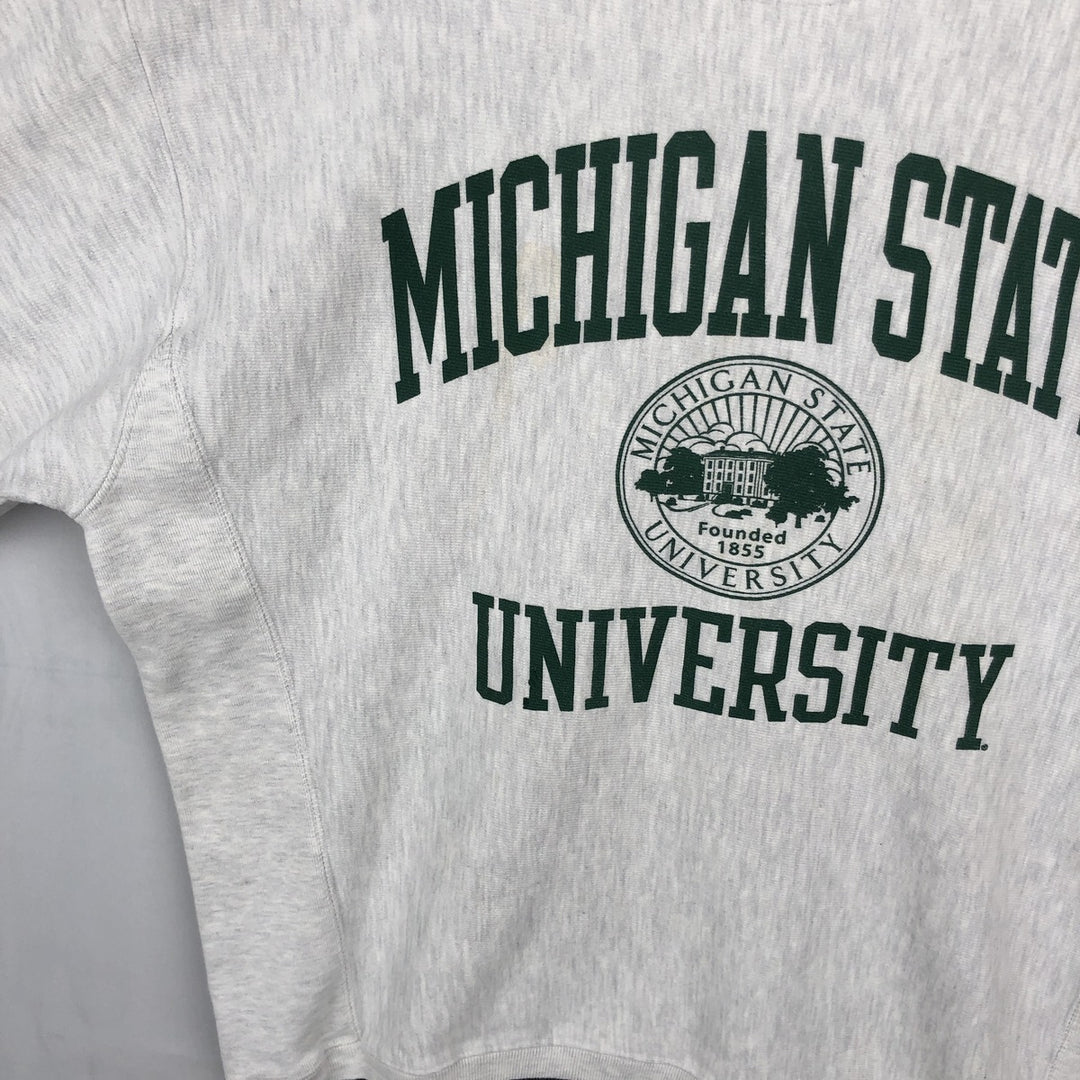 Champion Reverse Weave 3-Piece Print Michigan State University College Sweatshirt (Men's Size M) unclear gray type Vintage Second Hand