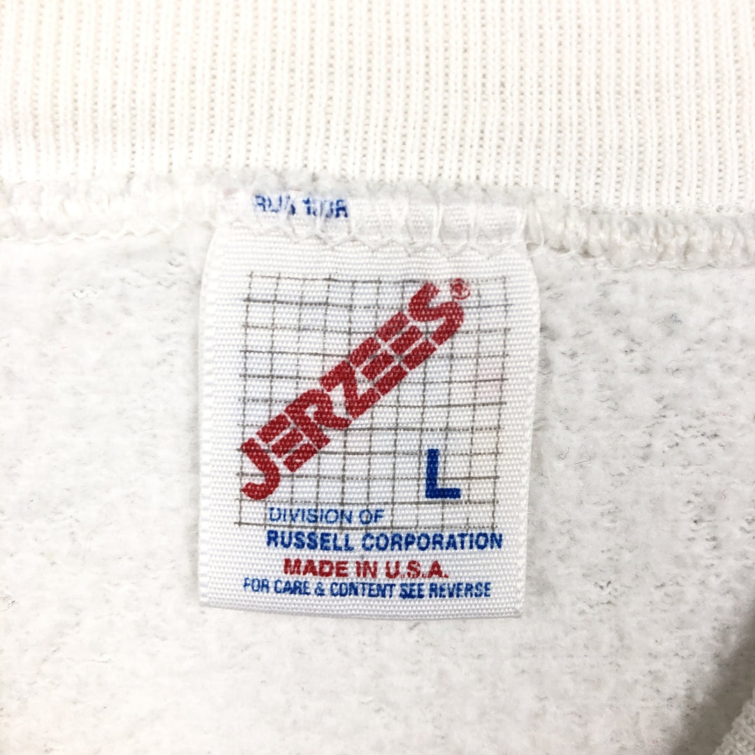 Vintage 90'S Jerzees printed sweatshirt, made in the USA, size L, men's cotton white type Vintage Second Hand