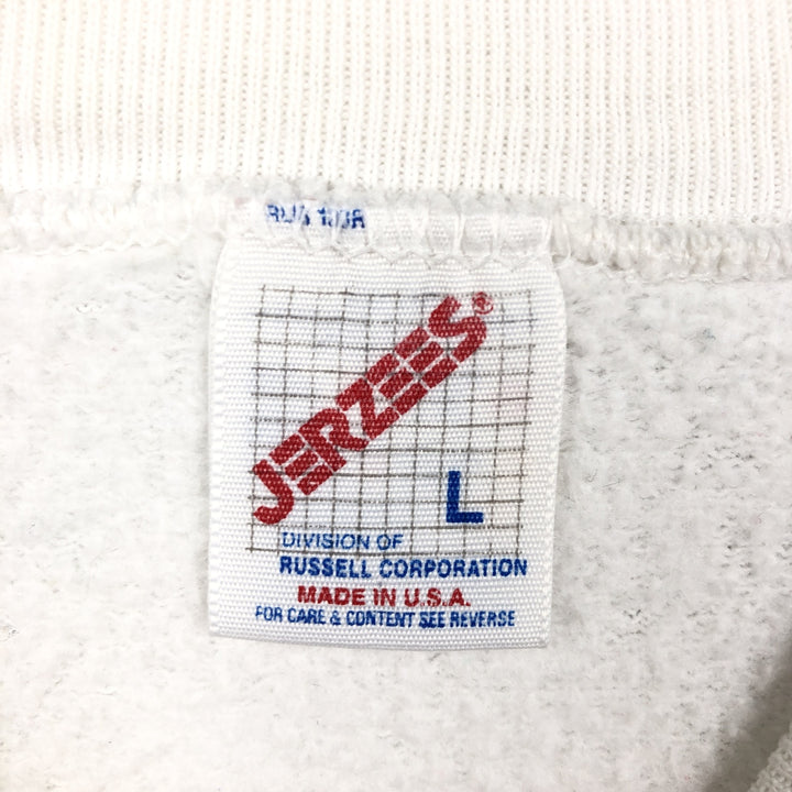Vintage 90'S Jerzees printed sweatshirt, made in the USA, size L, men's cotton white type Vintage Second Hand