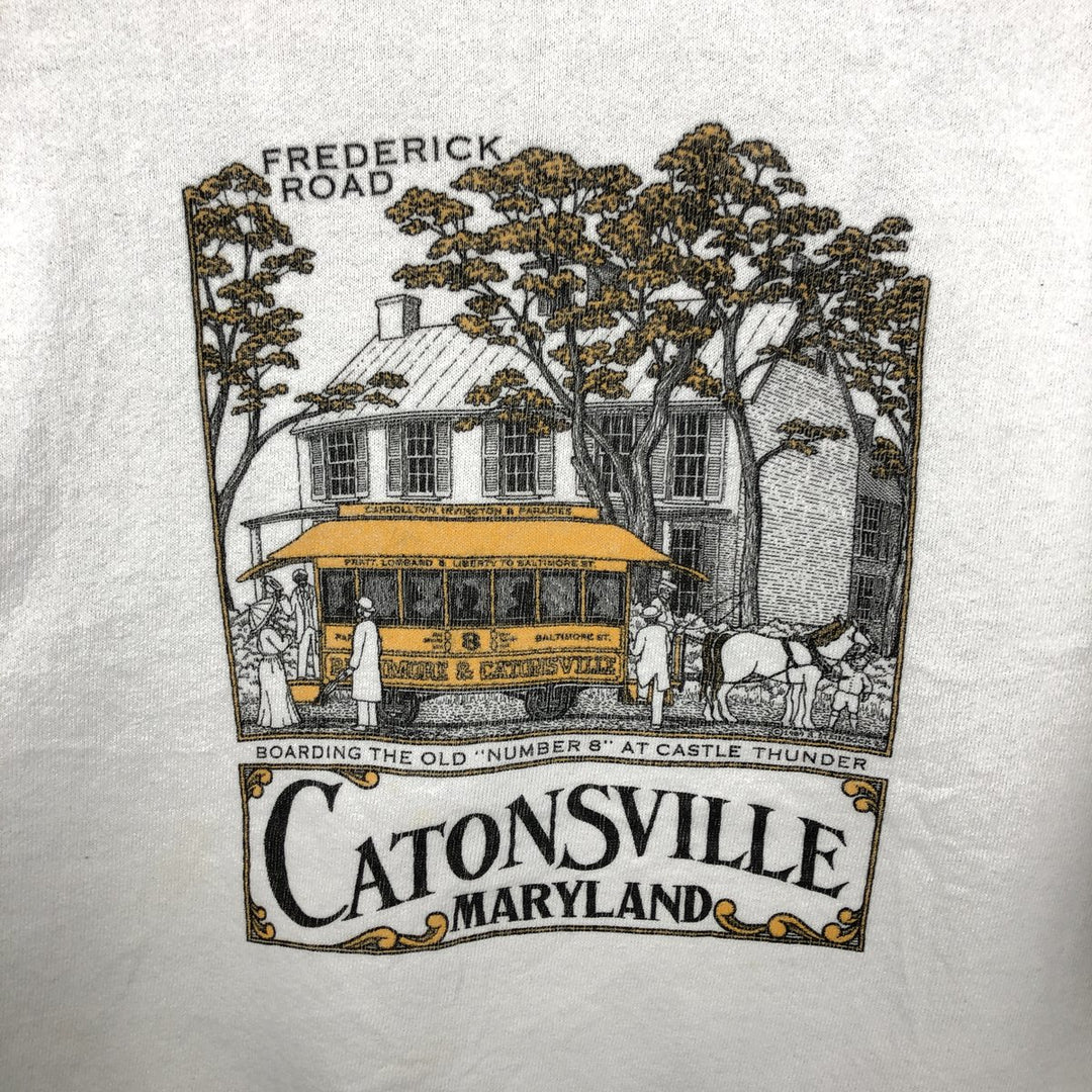 Vintage 90'S Jerzees printed sweatshirt, made in the USA, size L, men's cotton white type Vintage Second Hand