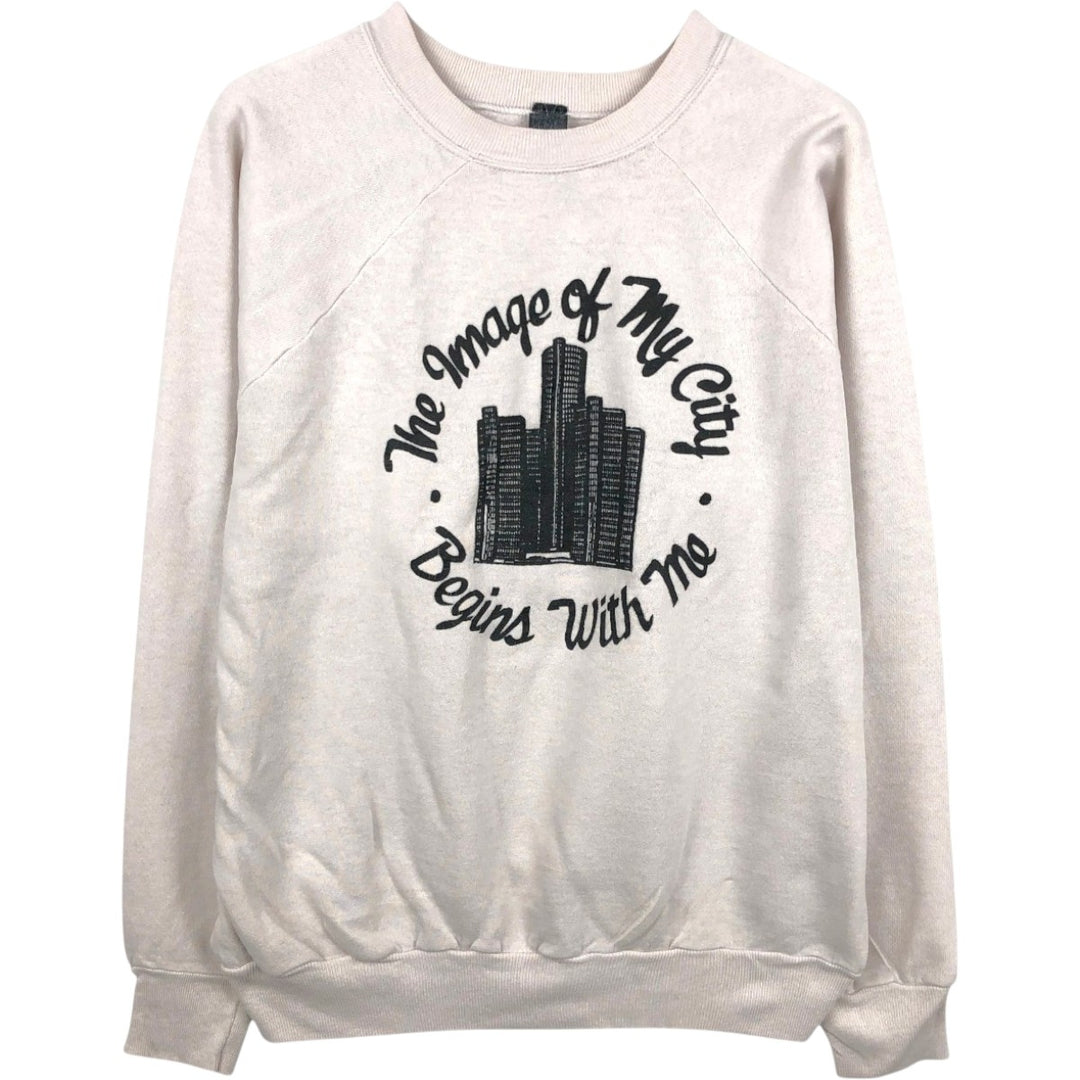 Printed sweatshirt, men's size L unclear Beige type Vintage Second Hand