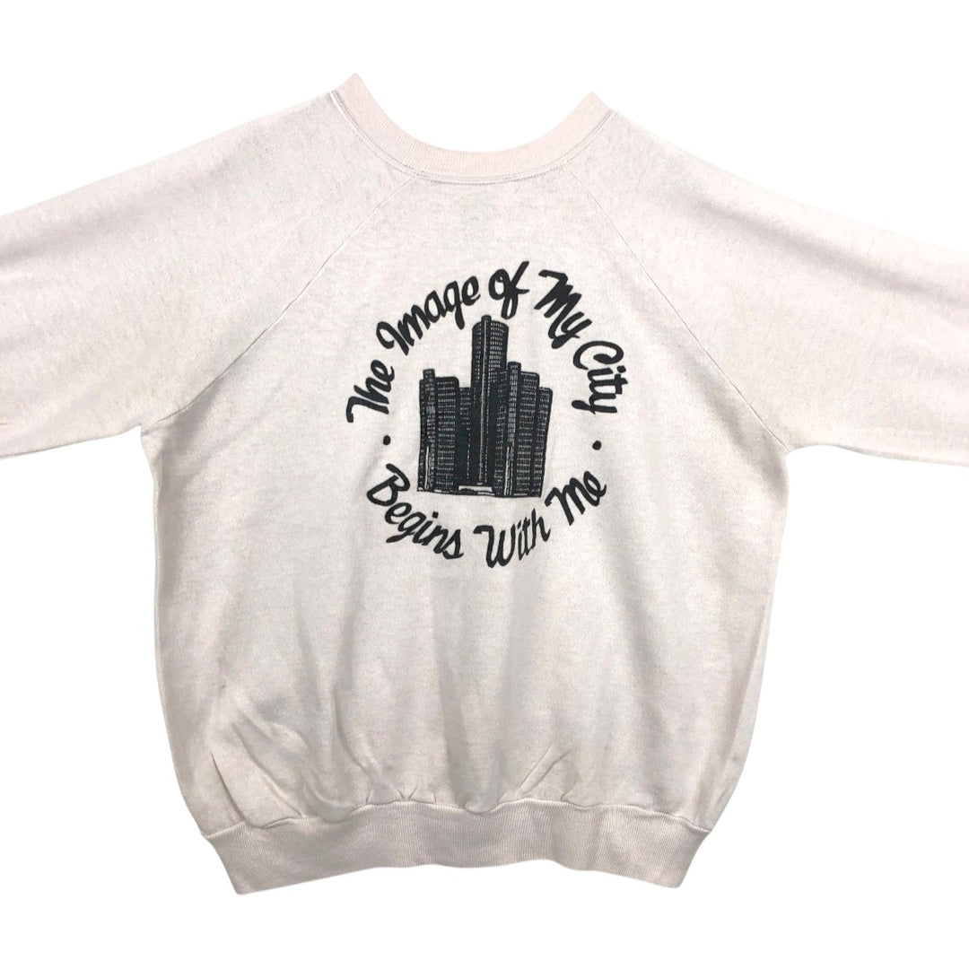 Printed sweatshirt, men's size L unclear Beige type Vintage Second Hand
