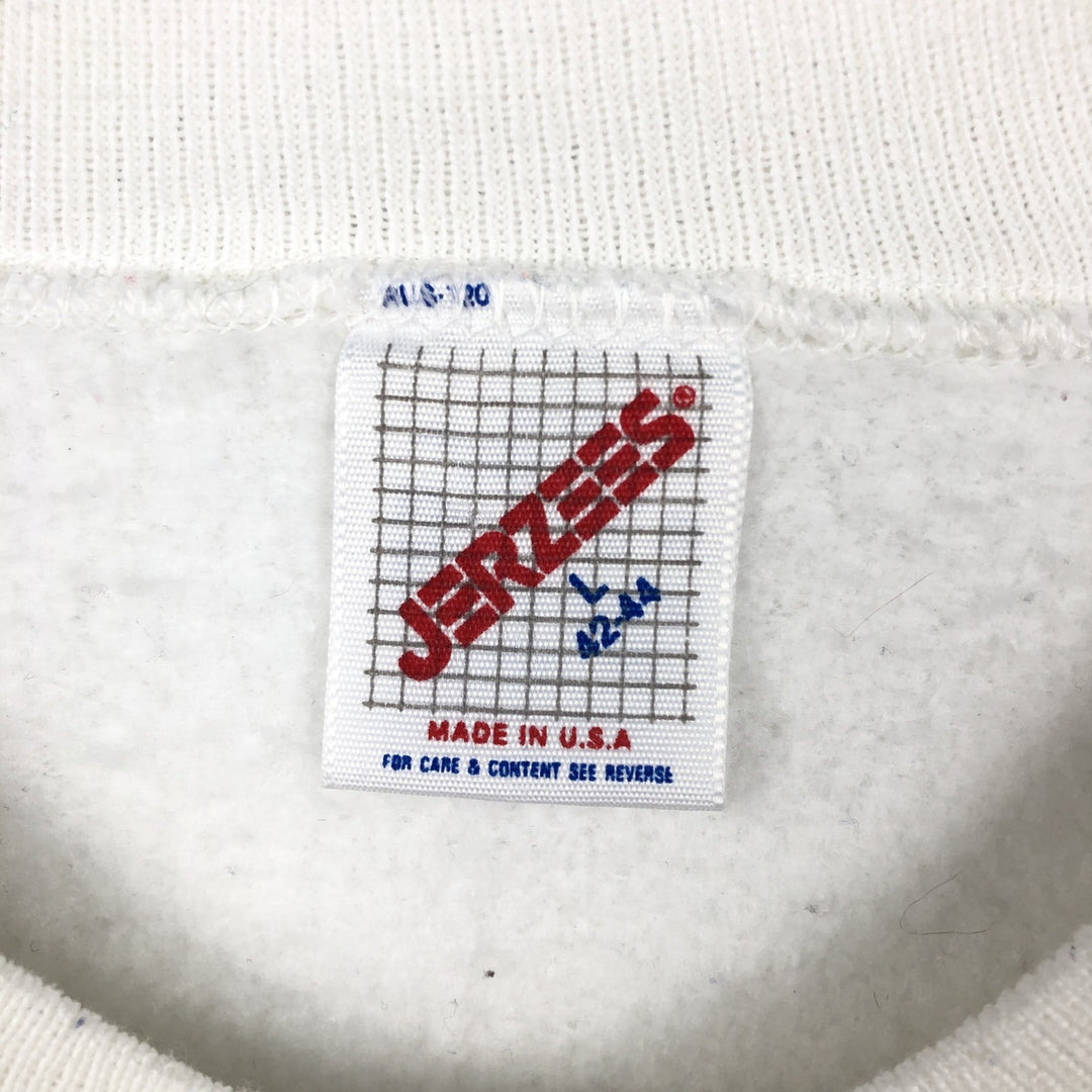 80s-90'S Jerzees American flag print sweatshirt, made in USA, men's size L equivalent, vintage. cotton white type Vintage Second Hand