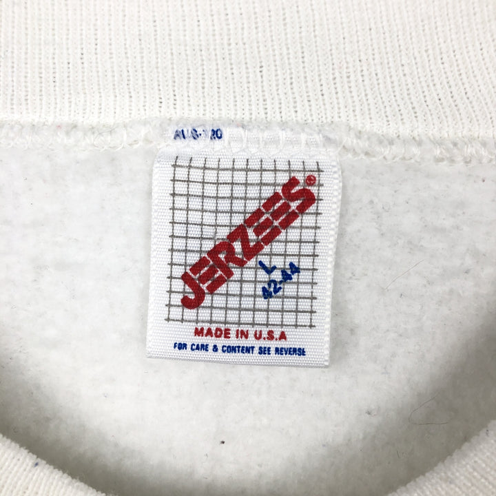 80s-90'S Jerzees American flag print sweatshirt, made in USA, men's size L equivalent, vintage. cotton white type Vintage Second Hand