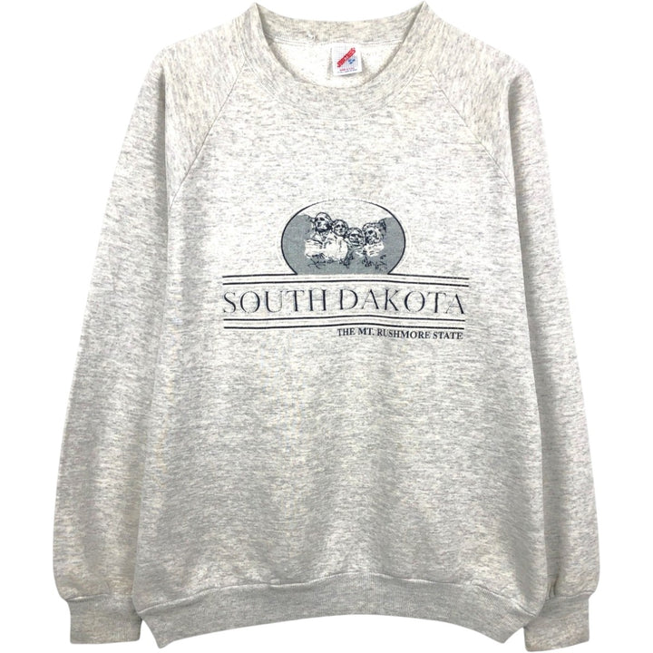 80s-90'S Jerzees SOUTH DAKOTA Print Sweatshirt, Made in USA, Men's XL equivalent, Vintage cotton gray type Vintage Second Hand