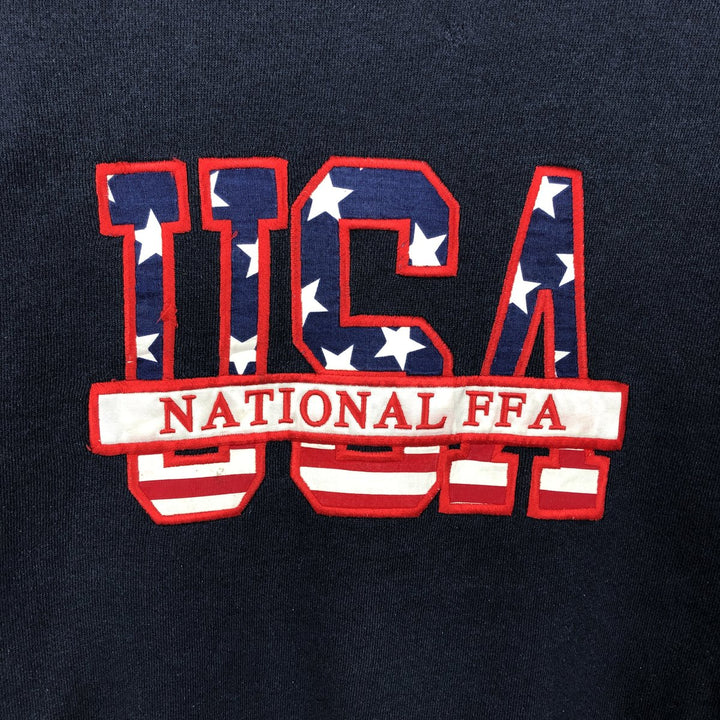 Bodacious American flag pattern sweatshirt, made in USA, men's size XL. cotton navy blue type Vintage Second Hand