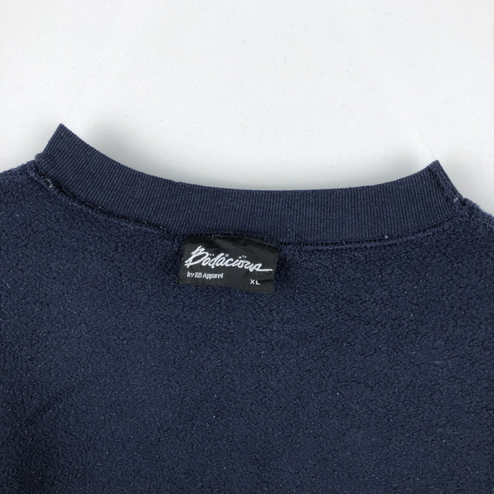 Bodacious American flag pattern sweatshirt, made in USA, men's size XL. cotton navy blue type Vintage Second Hand