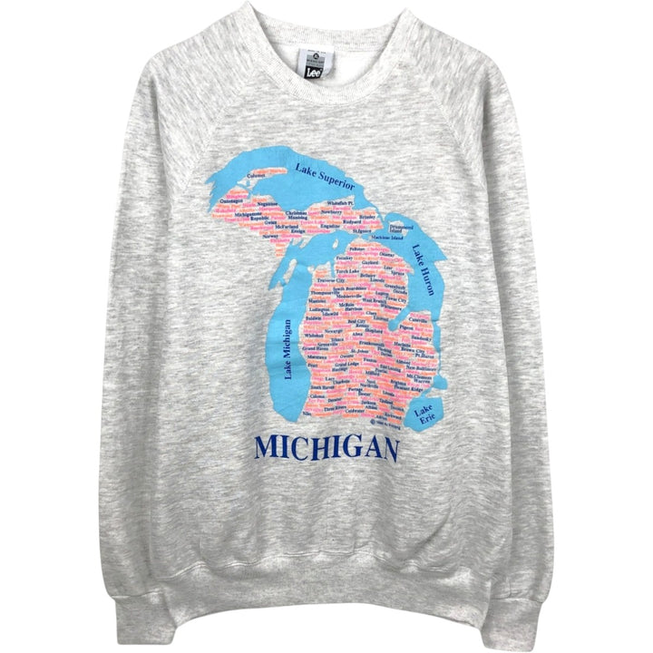Lee MIDWEIGHT Print Sweatshirt, Made in USA, Men's XL equivalent, Vintage. cotton gray type Vintage Second Hand