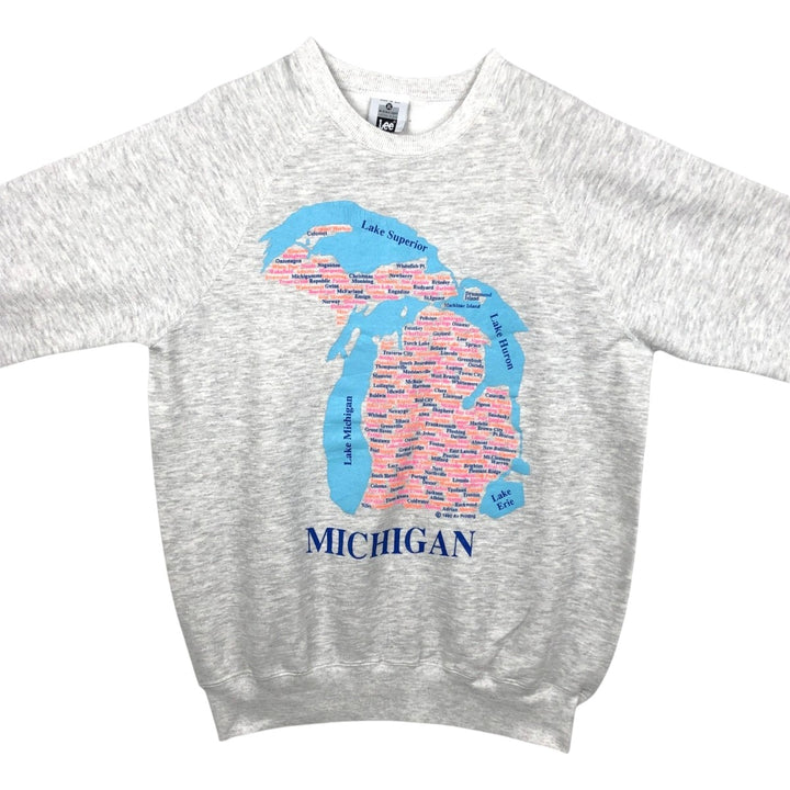 Lee MIDWEIGHT Print Sweatshirt, Made in USA, Men's XL equivalent, Vintage. cotton gray type Vintage Second Hand