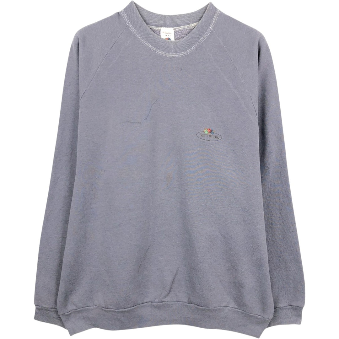90'S Fruit of the Loom printed sweatshirt, made in the USA, men's XL size, vintage cotton Purple type blue-purple Vintage Second Hand