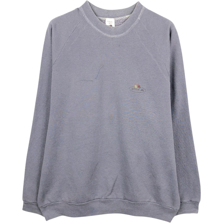 90'S Fruit of the Loom printed sweatshirt, made in the USA, men's XL size, vintage cotton Purple type blue-purple Vintage Second Hand