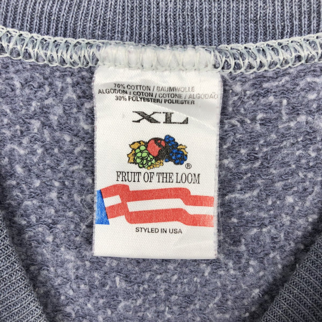 90'S Fruit of the Loom printed sweatshirt, made in the USA, men's XL size, vintage cotton Purple type blue-purple Vintage Second Hand