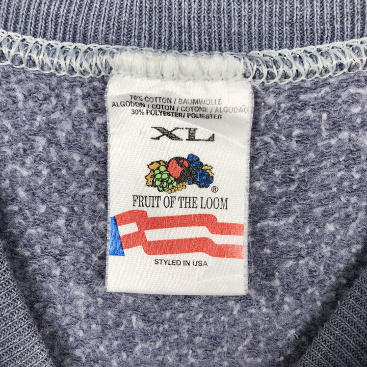90'S Fruit of the Loom printed sweatshirt, made in the USA, men's XL size, vintage cotton Purple type blue-purple Vintage Second Hand