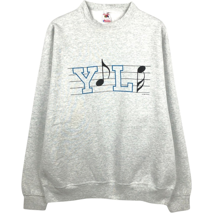 90'S Fruit of the Loom Super Cotton Print Sweatshirt, Made in USA, Men's XL equivalent, Vintage cotton gray type Vintage Second Hand