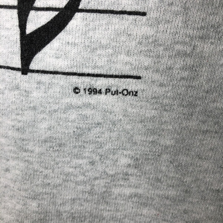 90'S Fruit of the Loom Super Cotton Print Sweatshirt, Made in USA, Men's XL equivalent, Vintage cotton gray type Vintage Second Hand